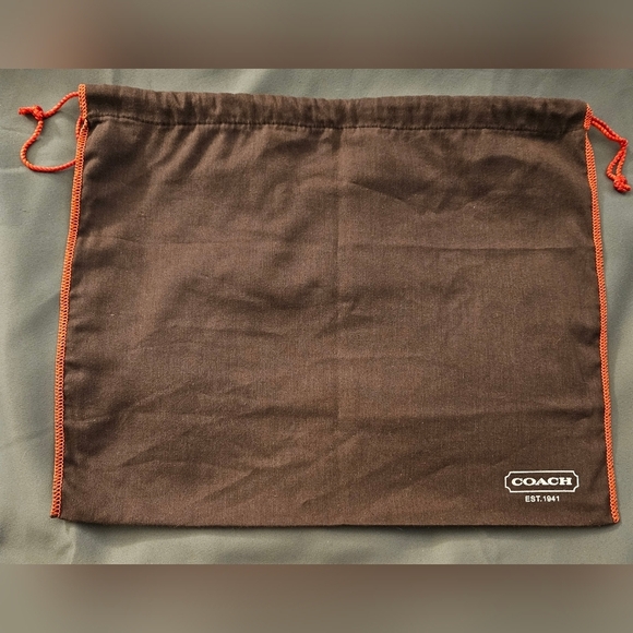 NEW Large XL Coach Brown Red Drawstring Dust Bag Cover Pouch Handbag Purse Tote - Picture 2 of 7